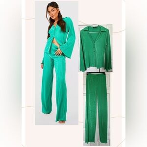 Plisse shirt and pants set